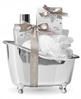Geschenkset 3 tlg. in mittlerer Badewanne silberfarben