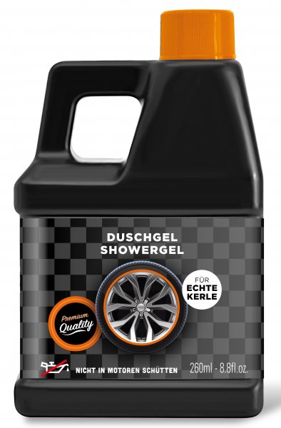 Duschgel im &Ouml;lkanister &quot;F&uuml;r echte Kerle&quot;, Design orange
