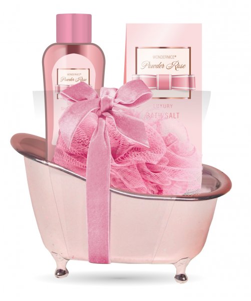 Geschenkset &quot;Powder Rose&quot; in mittlerer Badewanne 3tlg. rosefarben