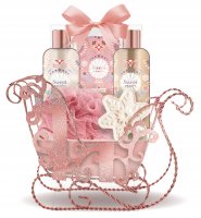 Geschenkset 5tlg im Schlitten mit Schleife ros&eacute; gold