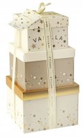 Geschenkpyramide mit Schleife goldfarben